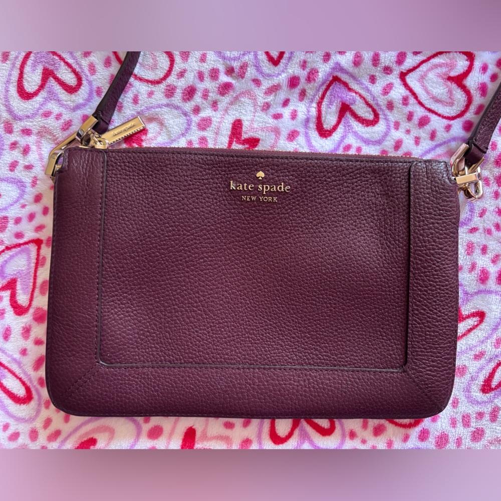 kate spade Pebbled Leather Crossbody in Plum Berry